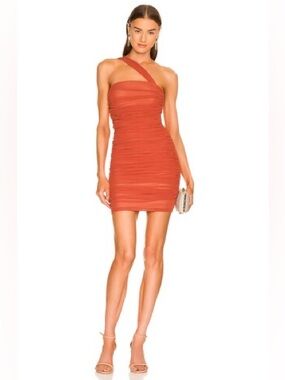 Michael Costello 
Honor Mini Dress in Rust
